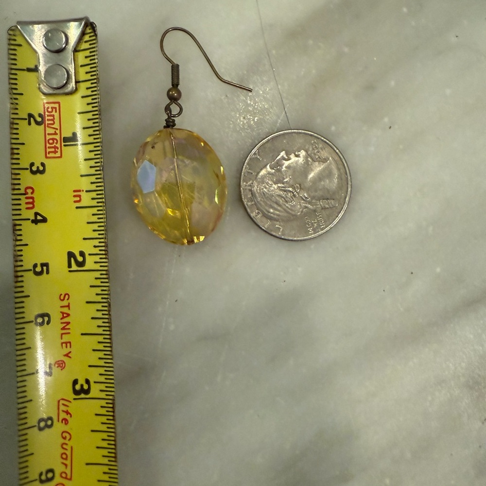 Yellow Crystal Earrings - Picture 8 of 8